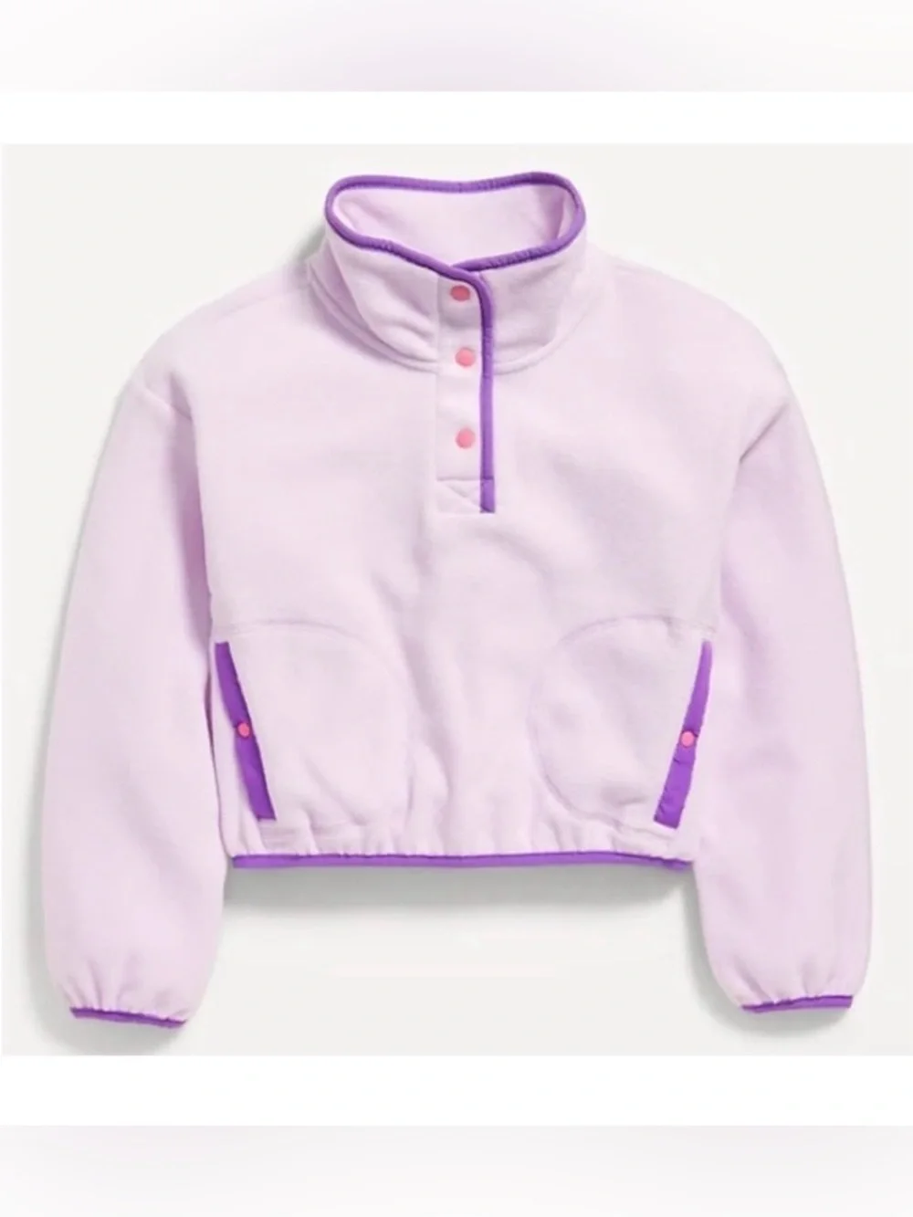Old Navy Girls Mock Neck Microfleece Pullover Purple Pink L NWT